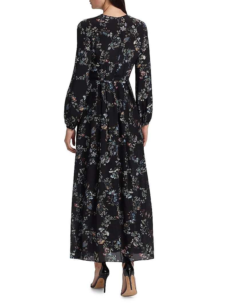 Parvancini Floral Silk Maxi Dress