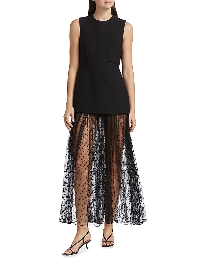 Layered Peplum Silk-Blend Dress