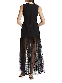 Layered Peplum Silk-Blend Dress