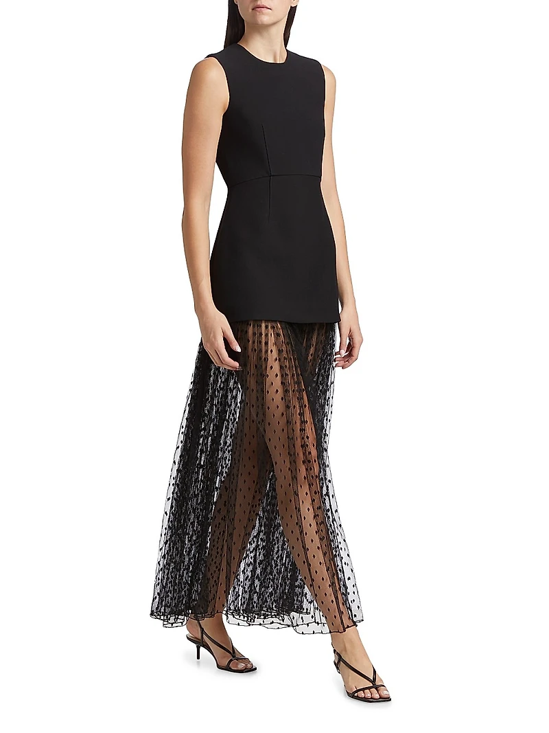 Layered Peplum Silk-Blend Dress