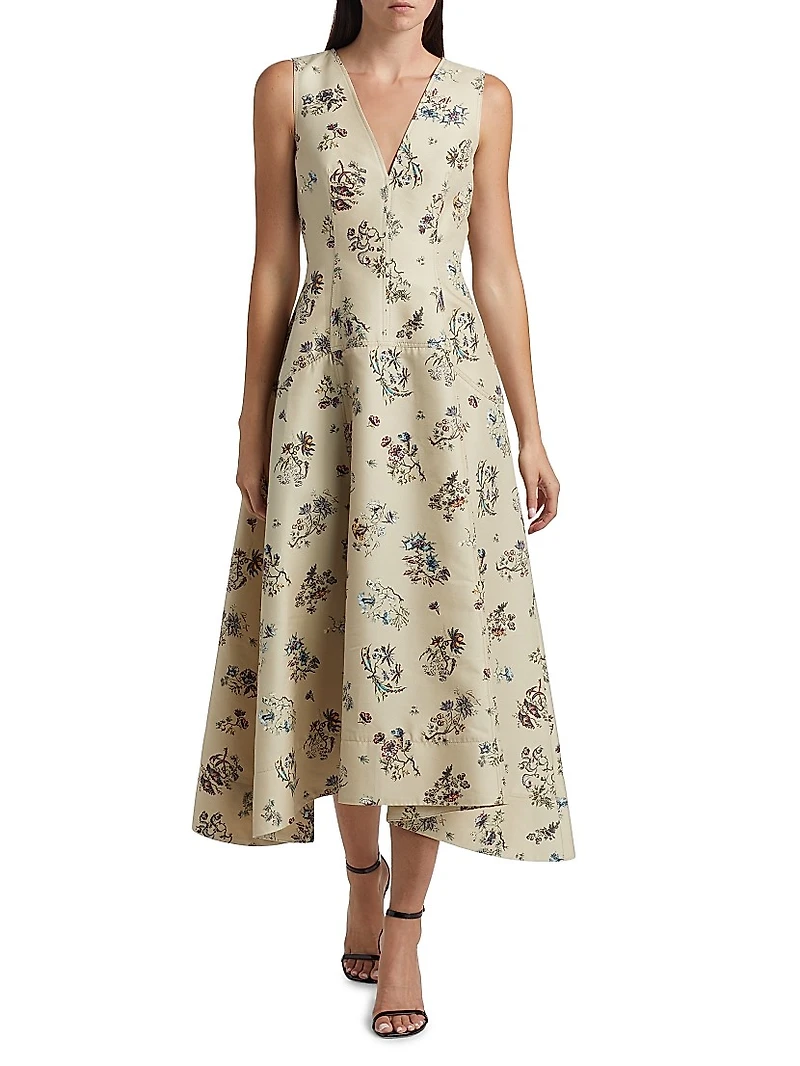Floral Silk-Blend Maxi Dress