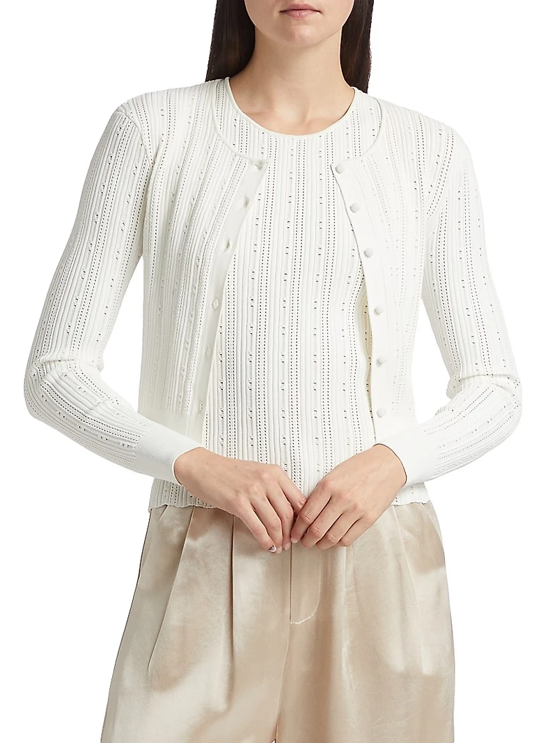 Pointelle Jacquard Cardigan