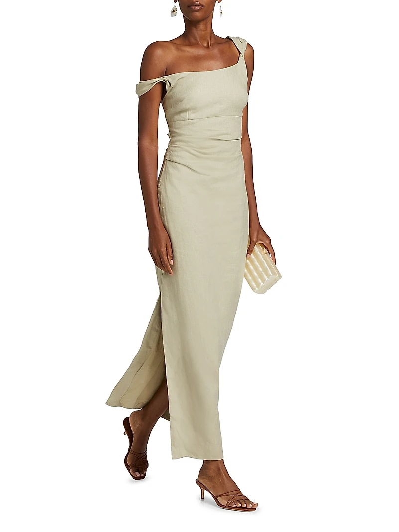 Tamara Twist Linen Maxi Dress