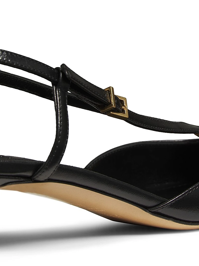 Fold 35MM Leather Slingback Pumps