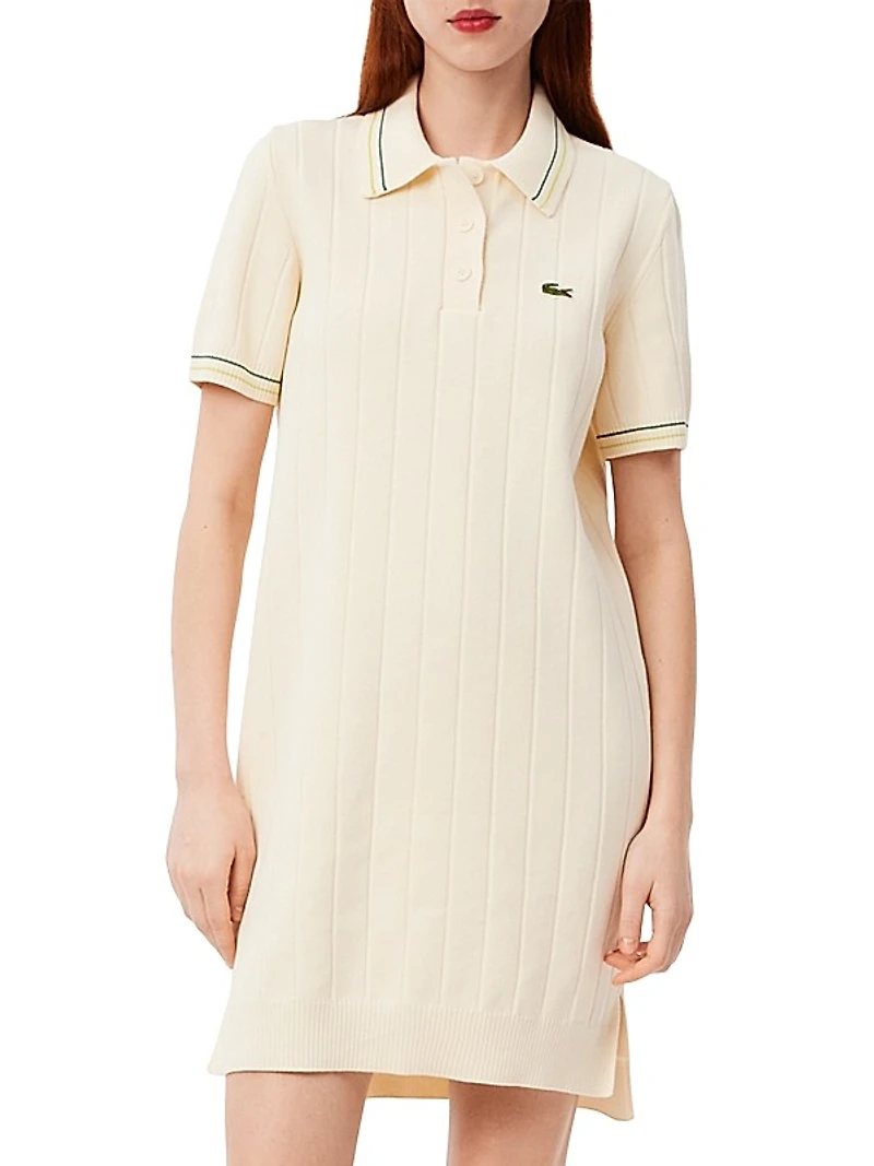 Rib-Knit Polo Minidress