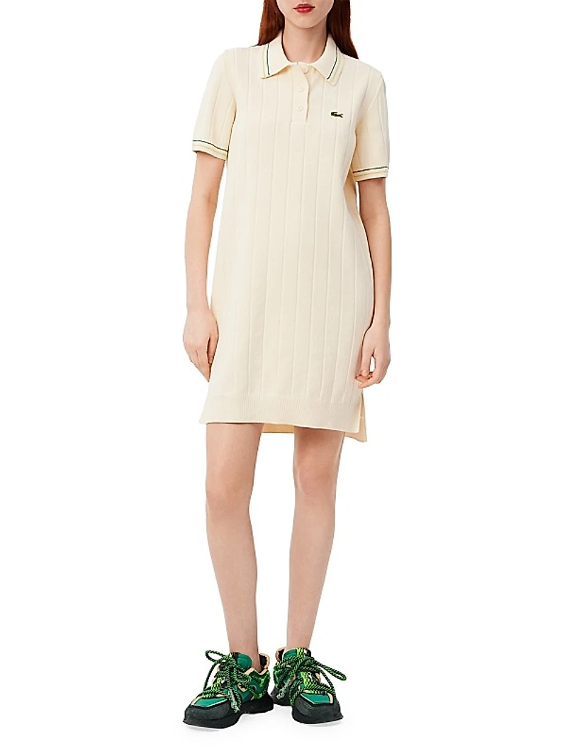 Rib-Knit Polo Minidress