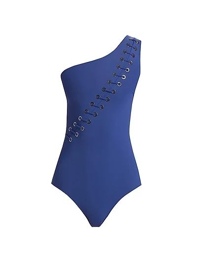 Adesa Eyelet One-Shoulder One-Piece Swimsuit