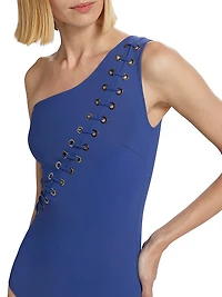 Adesa Eyelet One-Shoulder One-Piece Swimsuit