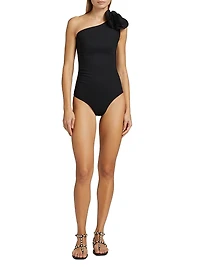 Ghita Rosette One-Shoulder One-Piece Swimsuit