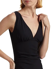 Nadez Ruched V-Neck One-Piece Swimsuit