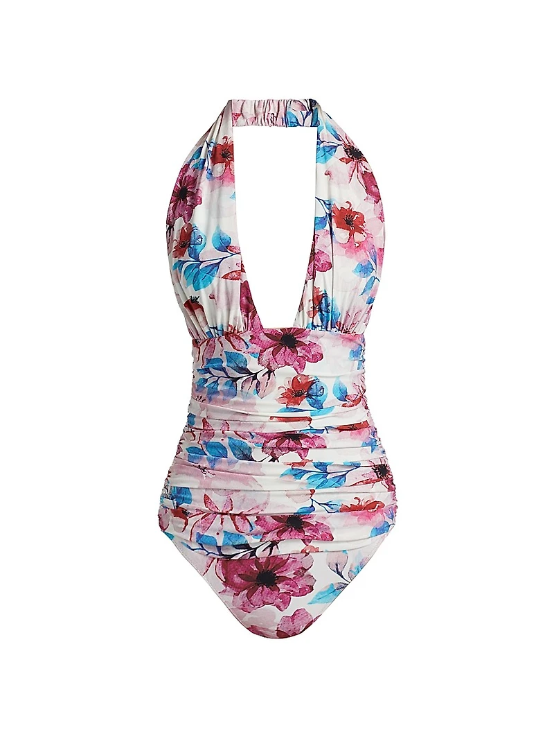 Amera Floral Halter One-Piece Swimsuit