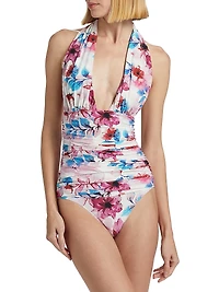 Amera Floral Halter One-Piece Swimsuit