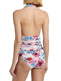 Amera Floral Halter One-Piece Swimsuit