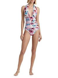 Amera Floral Halter One-Piece Swimsuit