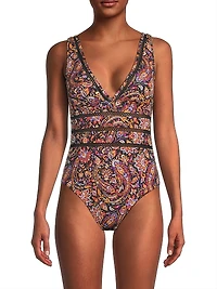 Lana Paisley Print One-Piece Swimsuit