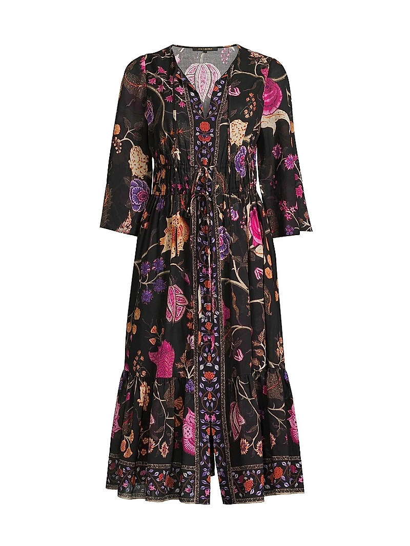 Reese Floral Cotton V-Neck Midi dress