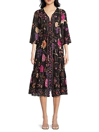 Reese Floral Cotton V-Neck Midi dress
