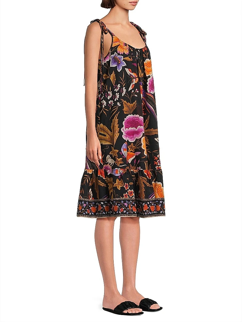 Tamara Floral Cotton Sleeveless Knee-Length Dress