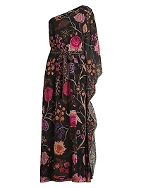 Hazel Floral Chiffon One-Shoulder Maxi Dress