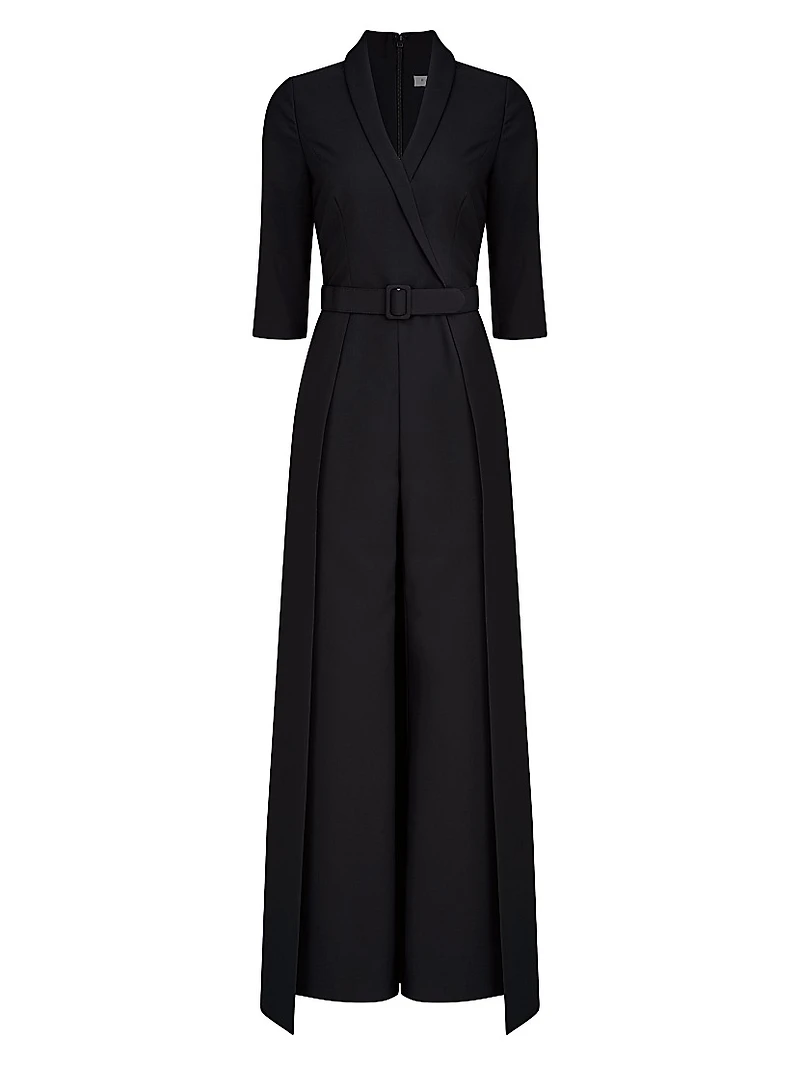 Marta Stretch Crepe Belted Walk-Through Jumpsuit