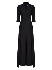 Marta Stretch Crepe Belted Walk-Through Jumpsuit