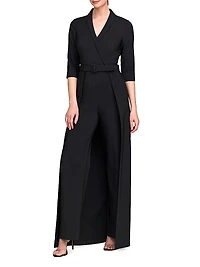 Marta Stretch Crepe Belted Walk-Through Jumpsuit