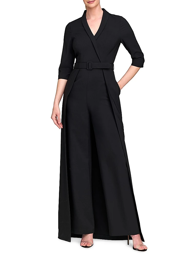 Marta Stretch Crepe Belted Walk-Through Jumpsuit