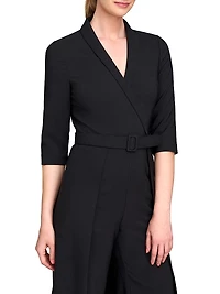 Marta Stretch Crepe Belted Walk-Through Jumpsuit