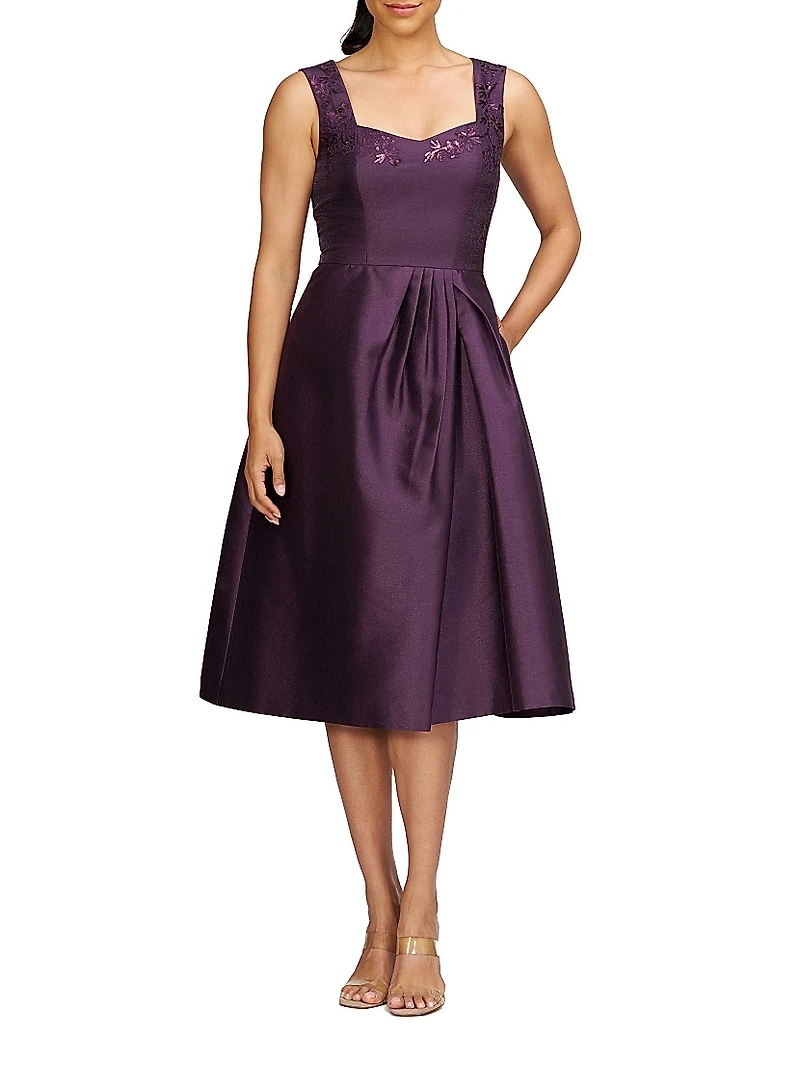 Lilibet Embellished Metallic Organza Cocktail Dress