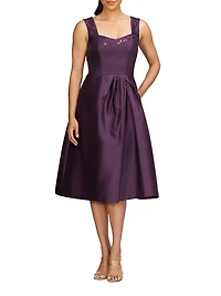 Lilibet Embellished Metallic Organza Cocktail Dress