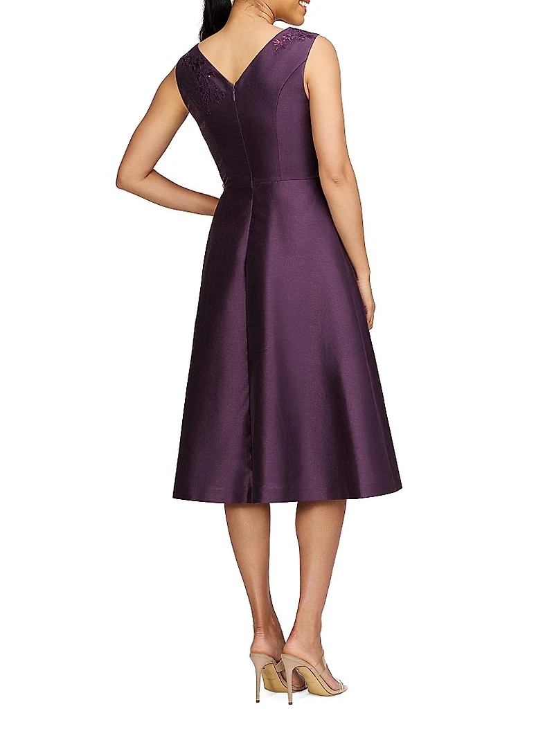 Lilibet Embellished Metallic Organza Cocktail Dress