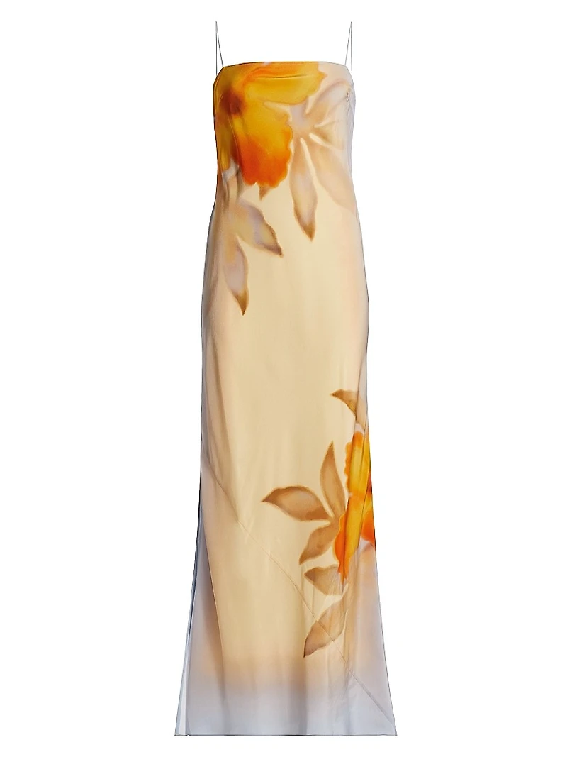 Serene Floral Silk Maxi Slipdress