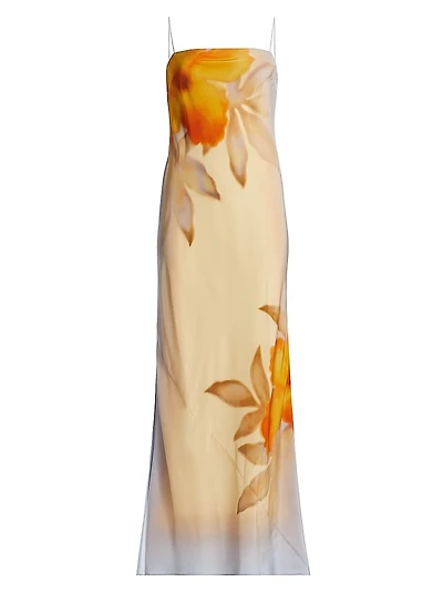 Serene Floral Silk Maxi Slipdress