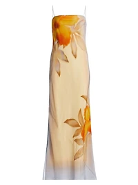 Serene Floral Silk Maxi Slipdress