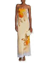 Serene Floral Silk Maxi Slipdress