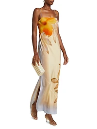 Serene Floral Silk Maxi Slipdress
