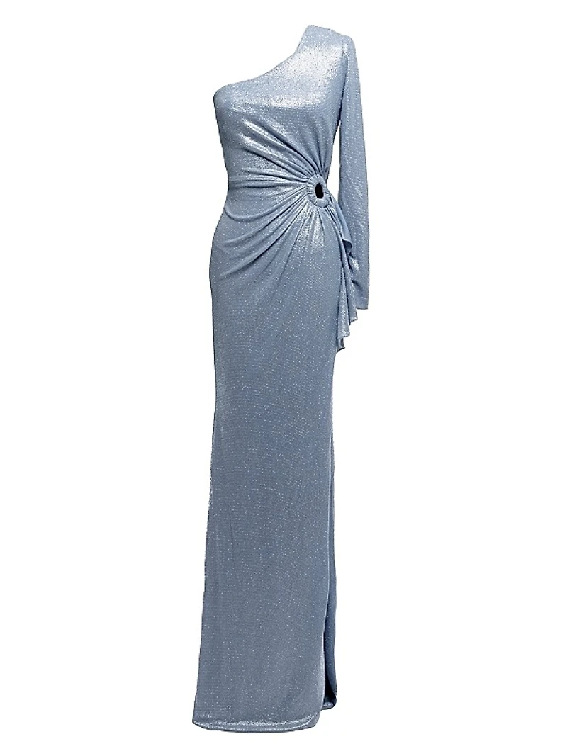 Summer Metallic One-Shoulder Gown