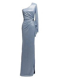 Summer Metallic One-Shoulder Gown