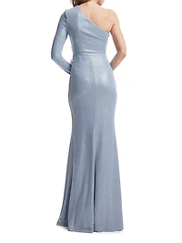 Summer Metallic One-Shoulder Gown