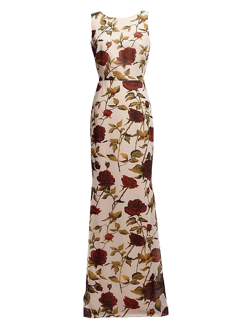 Cherilyn Floral Chiffon Sleeveless Gown