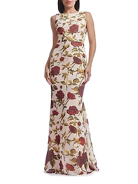Cherilyn Floral Chiffon Sleeveless Gown