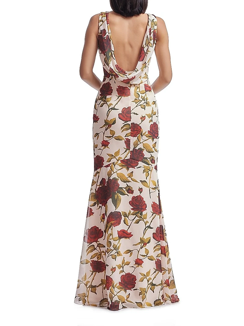 Cherilyn Floral Chiffon Sleeveless Gown
