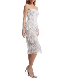 Viviana Embellished Mesh Strapless Midi-Dress