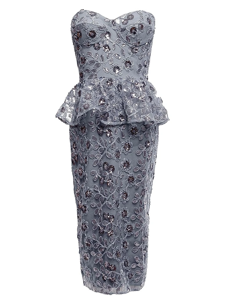 Amelia Embellished Strapless Midi-Dress