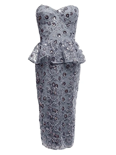 Amelia Embellished Strapless Midi-Dress