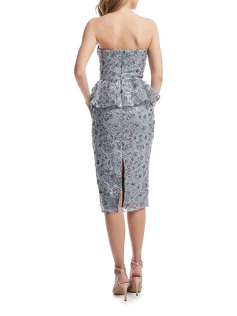 Amelia Embellished Strapless Midi-Dress