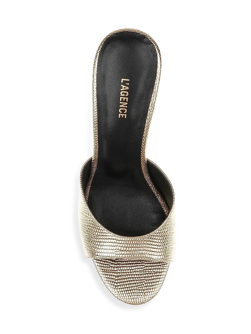 Avery 100MM Embossed Metallic Leather Sandals