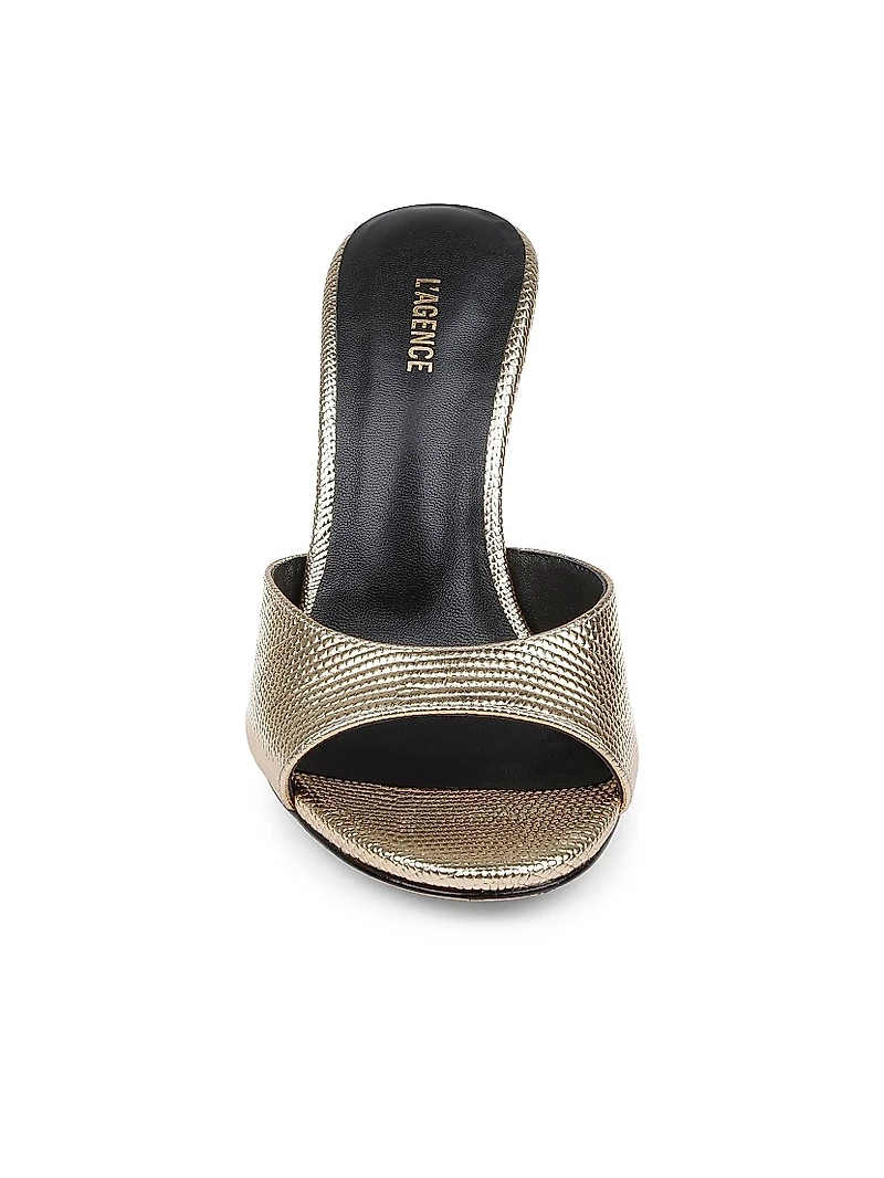 Avery 100MM Embossed Metallic Leather Sandals