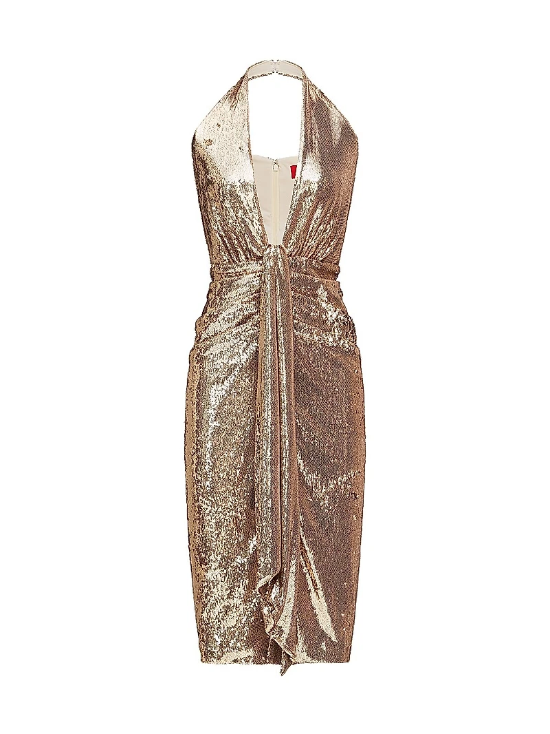 Sya Sequined Halter Midi-Dress