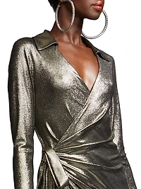 Jira Metallic Jersey Wrap Gown